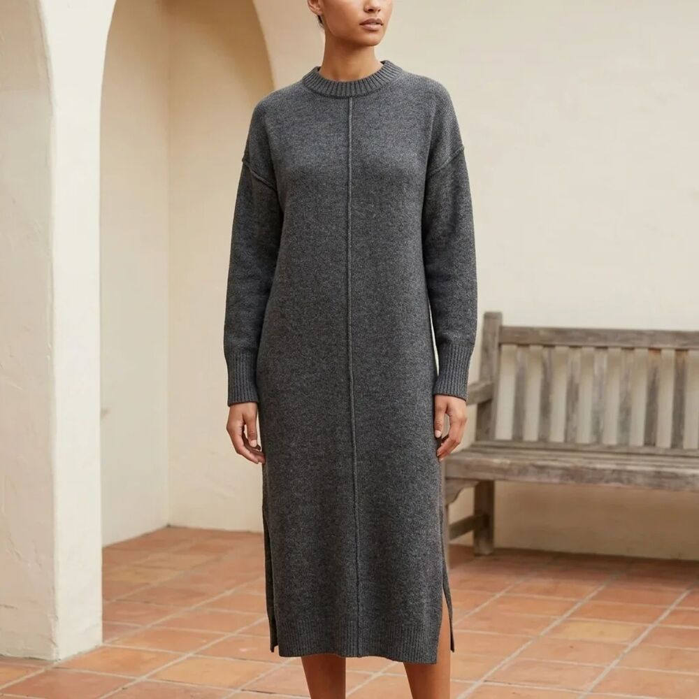 asos design heather charcoal gray polyester, nylon, acrylic sweater dress | Sz S